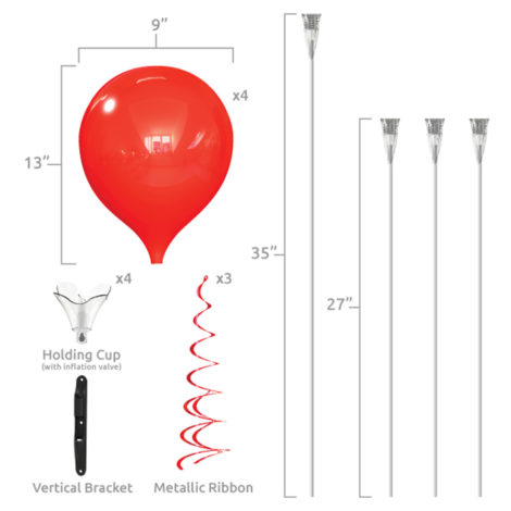 PermaShine Quadruple Balloon Bracket Kit Specs