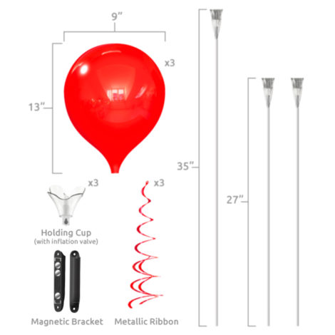 PermaShine Triple Balloon Magnetic Bracket Kit Specs